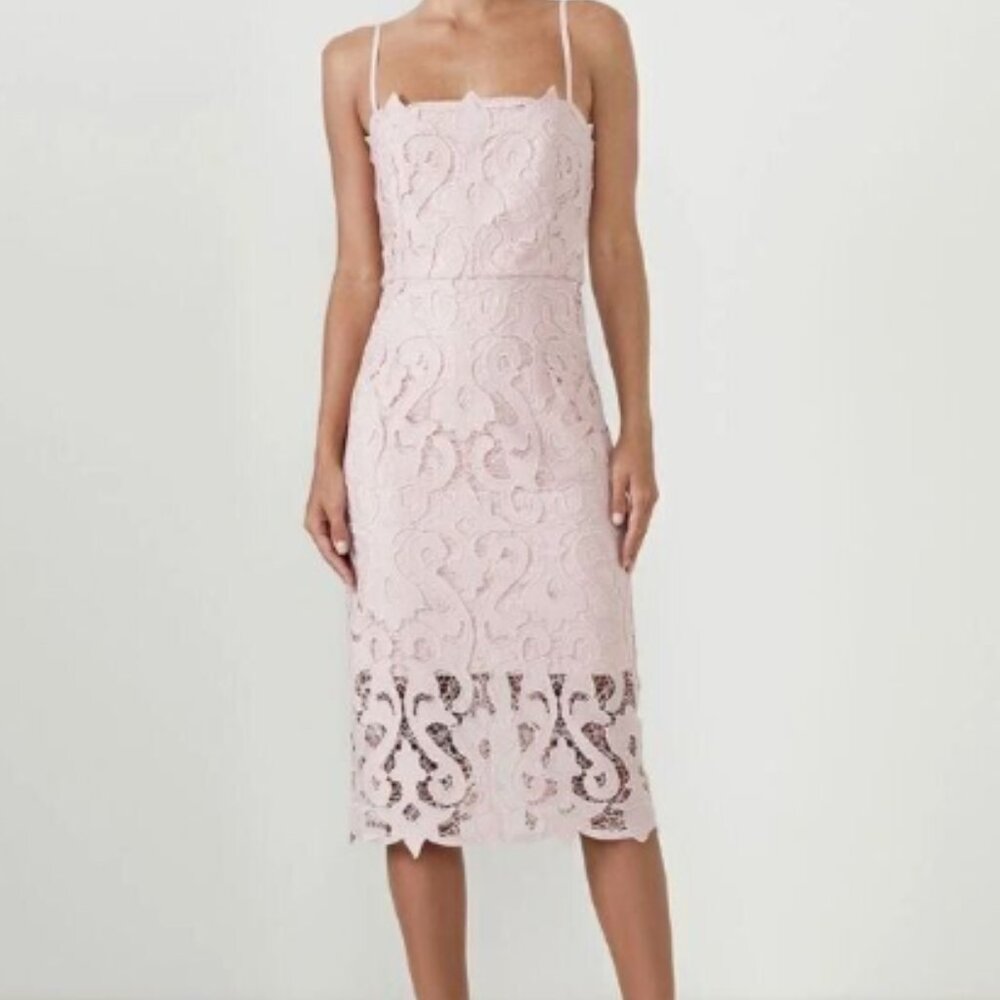 Bardot Dress Women's Lina‎ Lace Pink Rose Midi Dress Size 8